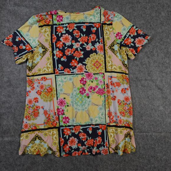 Johnny Was Top Womens Small Jasper Swingy Tee Shirt Boho Floral Bamboo Knit - Picture 5 of 9